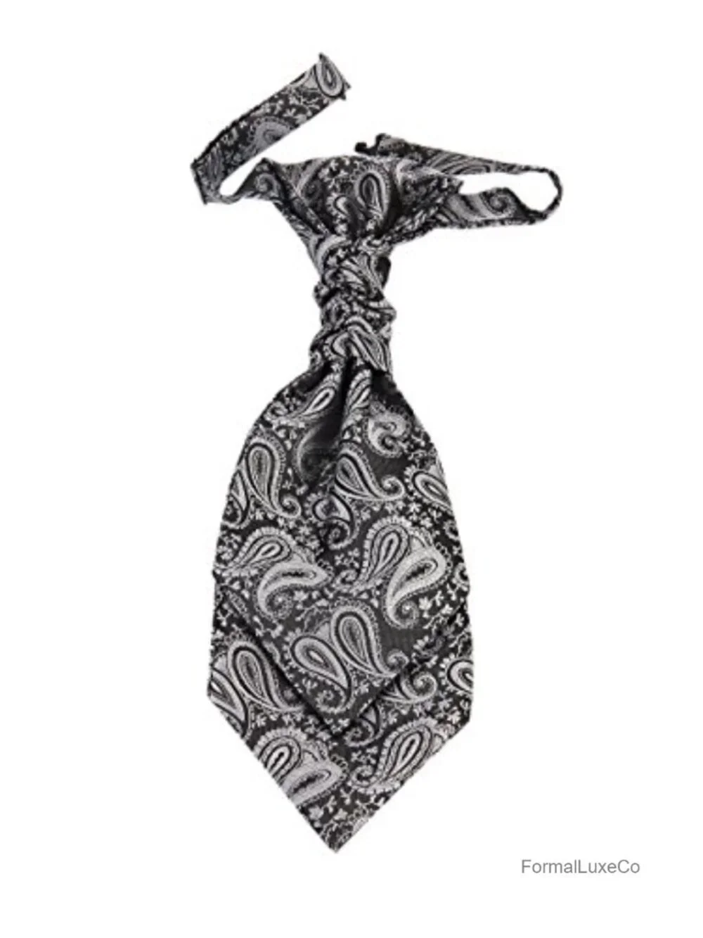 Pre-Tied Microfiber Ascot Cravat for Men Paisley Pattern Necktie